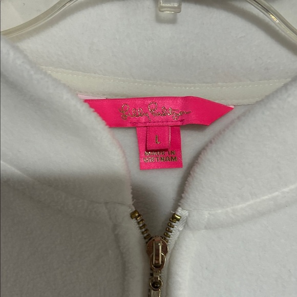 Lilly Pulitzer Cabello Fleece Zip Up Jacket Size large Coconut White - Picture 3 of 4